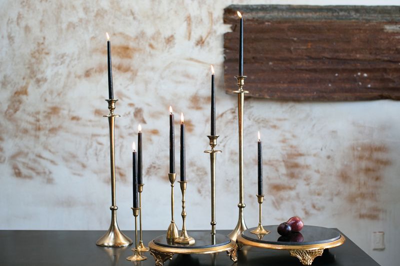Gold Taper Candlestick Holders – Set of Classic Slim Stem Candle Holders in 3 Sizes