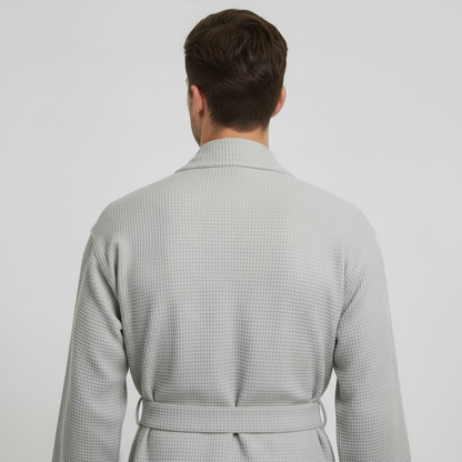 Waffle Spa Bathrobe for Men -  Absorbent, Lightweight