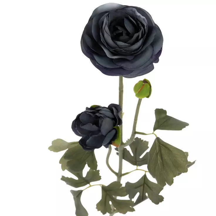 Blue 2 Head Ranunculus Stem 28.75" - Artificial Flower