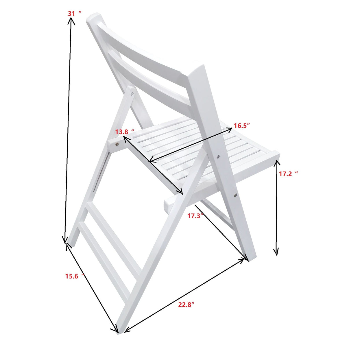 Foldable Solid Wood Special Event Chair Set - Set of 4 (Multiple Colors)