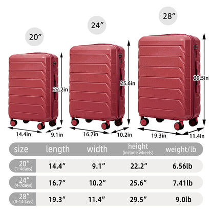 3-Piece ABS Spinner Wheel Luggage Set