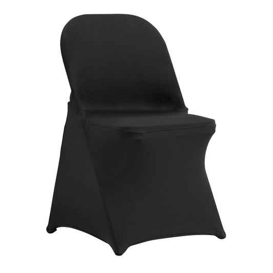 Stretch Spandex Folding Chair Covers, Universal Fitted Chair Cover, Removable Washable Protective Slipcovers, for Wedding, Holiday, Banquet, Party, Celebration, Dining (100PCS Black)