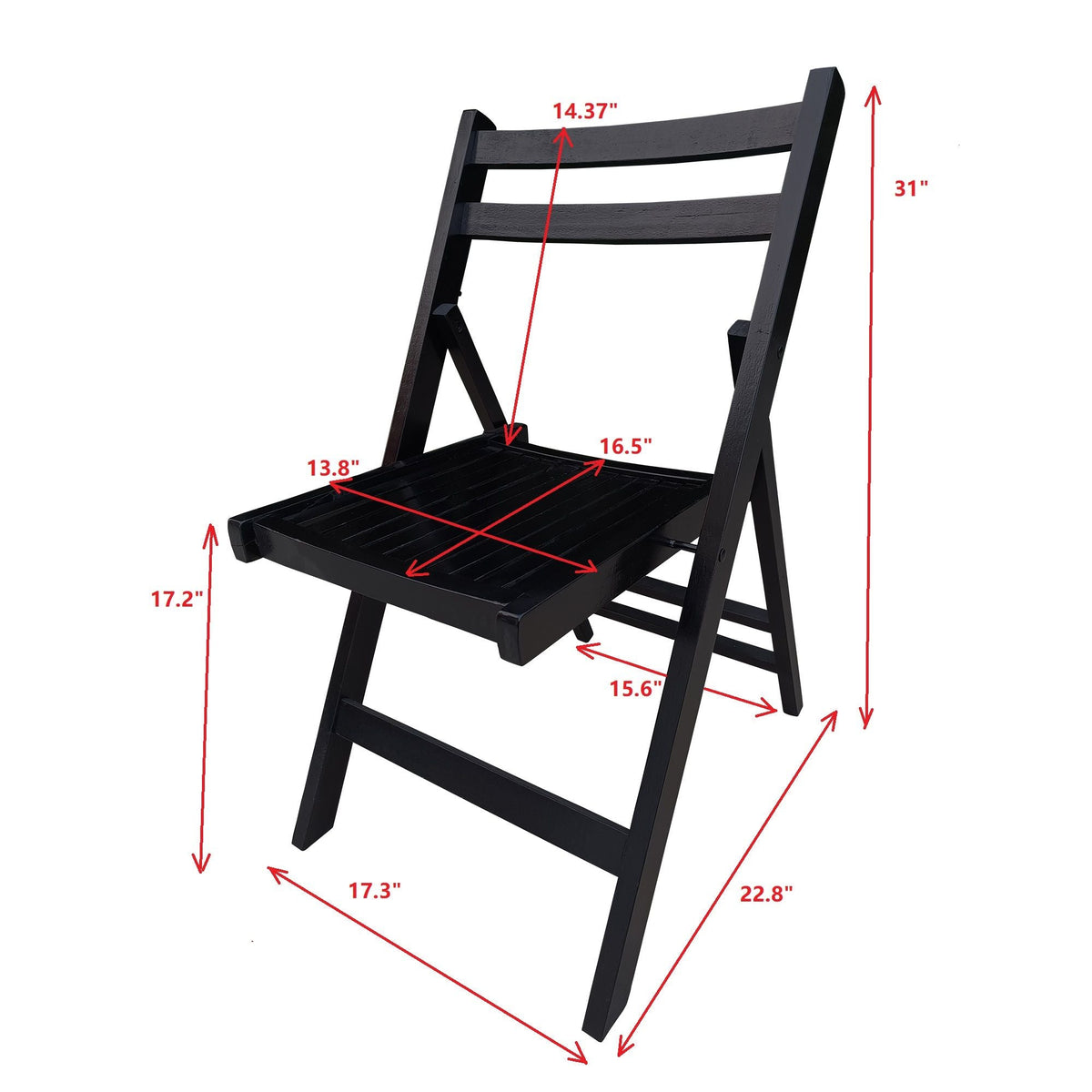 Foldable Solid Wood Special Event Chair Set - Set of 4 (Multiple Colors)