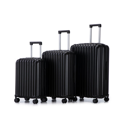 3 Piece ABS Spinner Wheel Luggage Set in Black