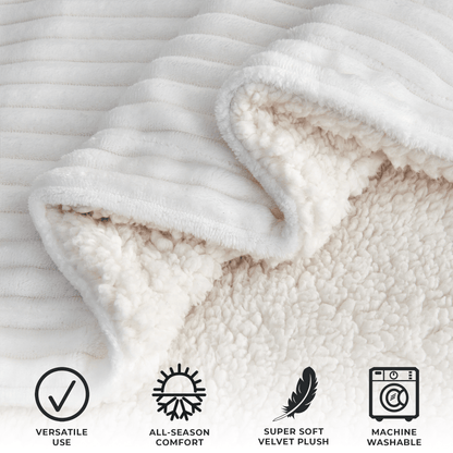 Ribbed Sherpa Throw Blanket - Corduroy Collection