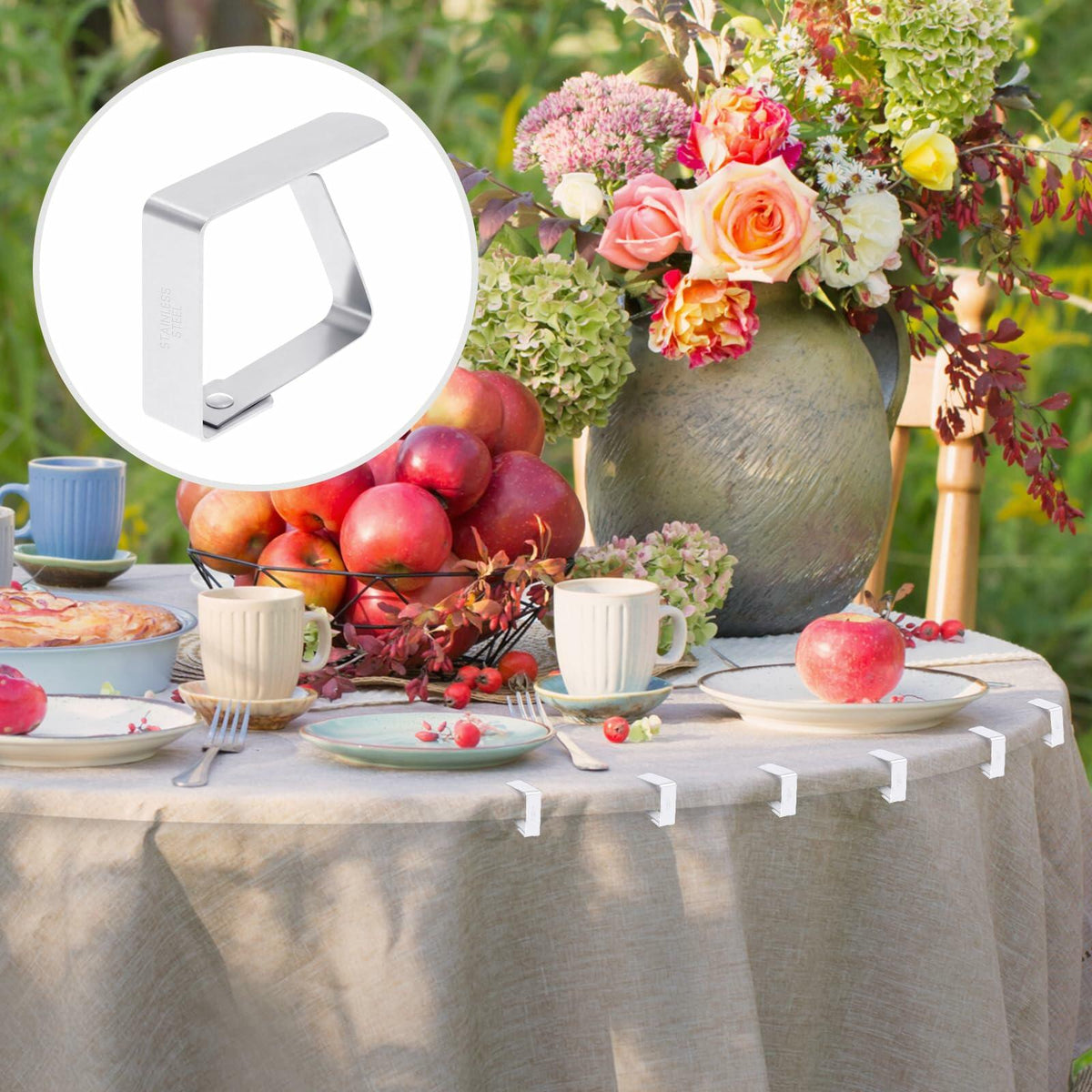 YASUOA Stainless Steel Dining Tablecloth Clips Heavy Duty 12 Pieces