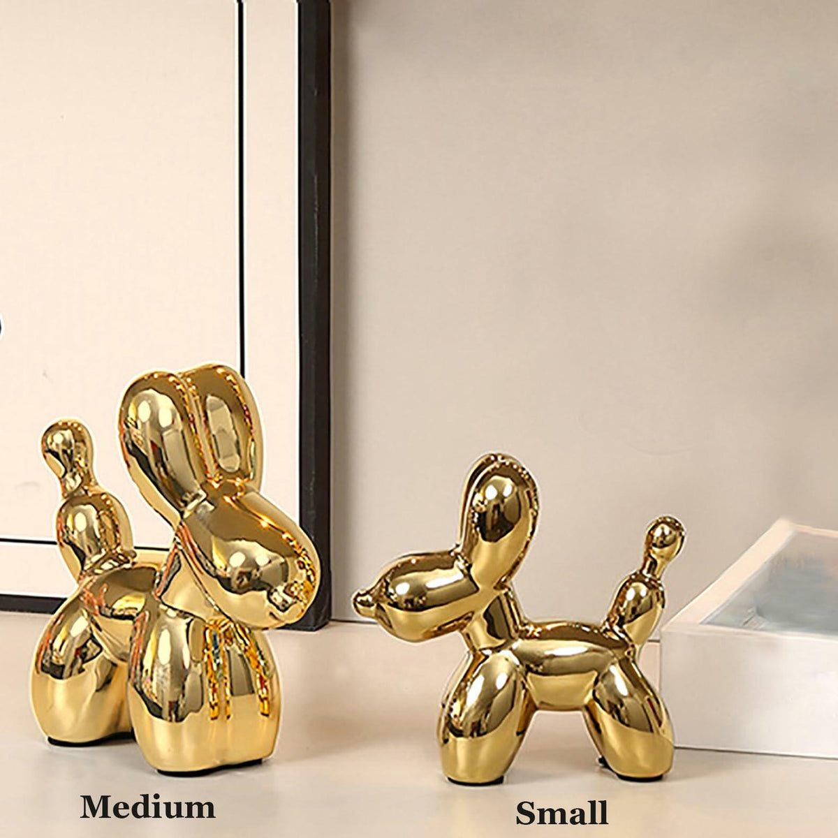 Steviieden Ceramic Balloon Dog Statue Gold Medium Decorative Home Decor