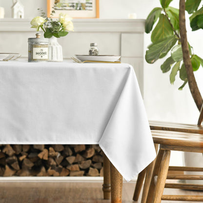 Horaldaily White Rectangular Tablecloth 60x120in Polyester Stain Resistant