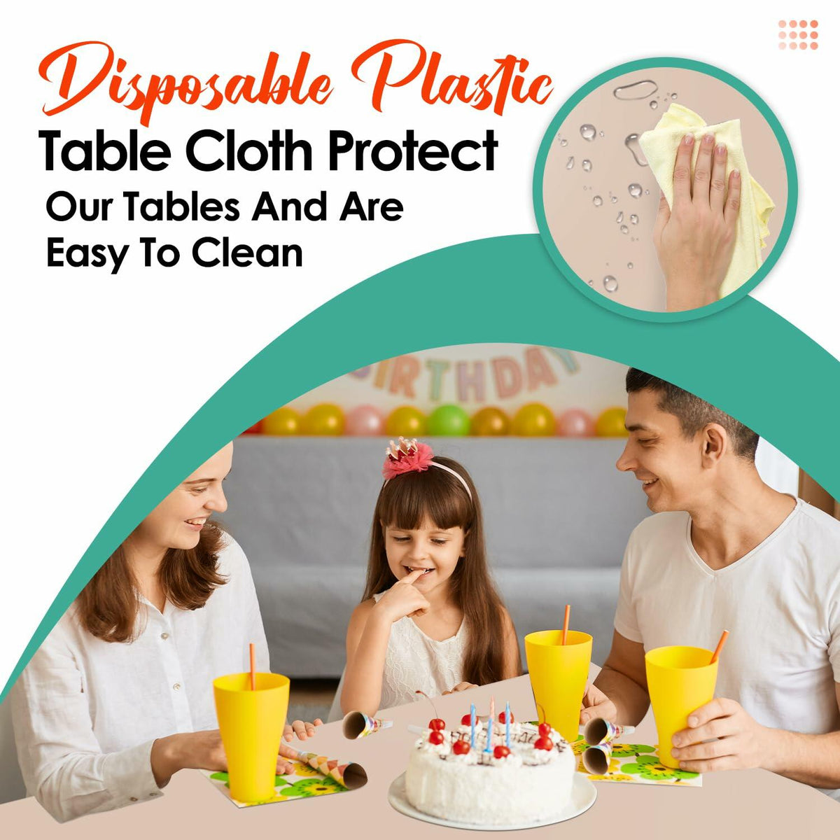 Kongdaoth Orange Disposable Plastic Tablecloths 54x108in 12 Pack