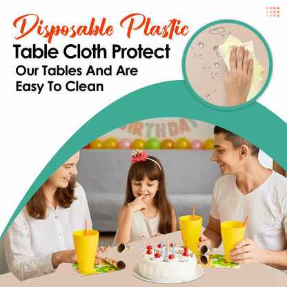 Kongdaoth Orange Disposable Plastic Tablecloths 54x108in 12 Pack