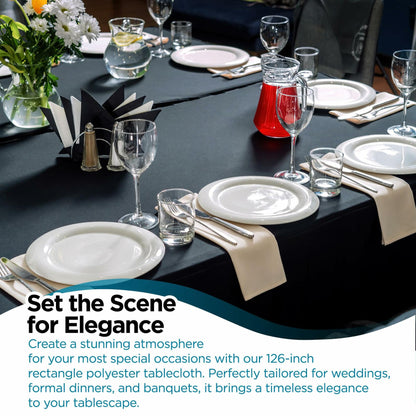 Leading Linens 2-Pack Black 60x126" Polyester Tablecloth – Washable & Durable