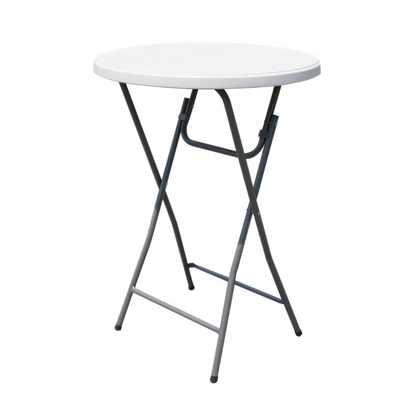 Omcan USA 41595 Round Bar-Height Folding Table, 32 in Dia. x 43 in H, Steel Tube Frame, HDPE Plastic Top