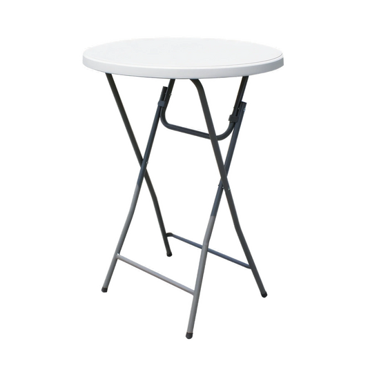 Omcan USA 41595 Round Bar-Height Folding Table, 32 in Dia. x 43 in H, Steel Tube Frame, HDPE Plastic Top