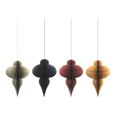 22"H Paper Honeycomb Finial Ornament with Glitter, 4 Colors